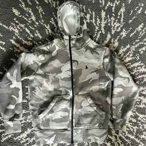 Rare Polo Ralph Lauren Camo Fleece-Lined Hoodie – Size S